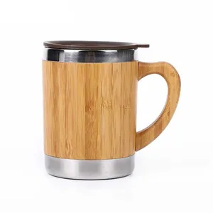 10 Oz Bamboo Sheel Stainless Steel Travel Mug