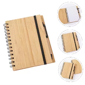 Bamboo Notebook with Pen & Sticky Notes