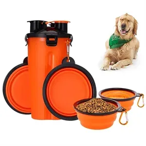 2 in 1 Portable Dog Travel Water Dispenser with Collapsible