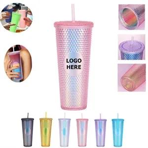 24Oz Glitter Studded Tumbler With Lid And Straw