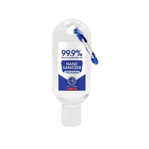 2oz Disposable Hand Sanitizer Gel With Carabiner Clip