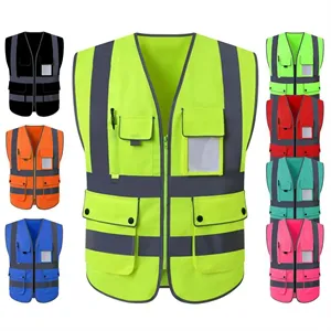 9 Pockets Safety Vest Reflective Strips of High Visibilit