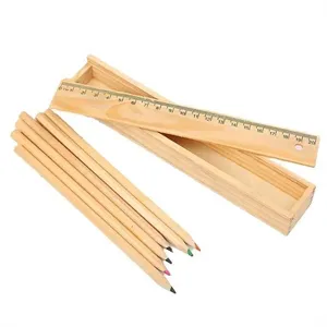 Art Supplies Wooden Ruler Sketch Pencils Set with Case