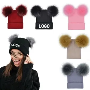Double Pom-Pom Warm Knit Hat