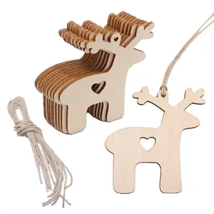 Elk Christmas Wood Pendant 10 Pieces Set