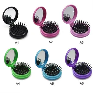 Folding Pocket Hair Comb with Mirror