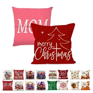 Halloween Christmas Thanksgiving  linen throw pillow gift