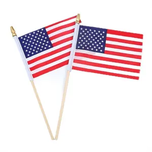 Handheld Wooden Stick American National Flag