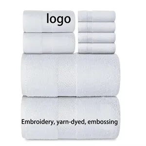 Hotel pure cotton white bath towels absorb moisture