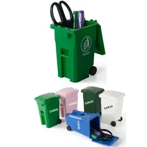 Mini Trash Bin Styled Plastic Pen Holder