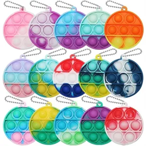 Round Push Bubble Pops Fidget Keychain