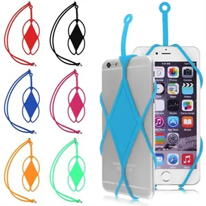 Silicone phone case card holder with rope