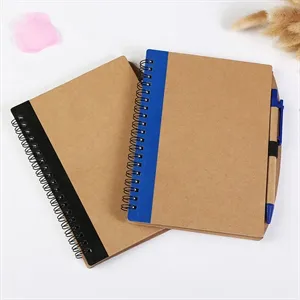 Spiral Notebook Lined Notepad with Pen in Holder