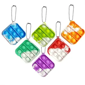 Square Push Pop Bubble Toy Keychain