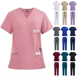 V-neck short-sleeved nurse uniform set
